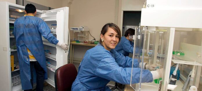 Cientista trabalhando com vacina contra HPV