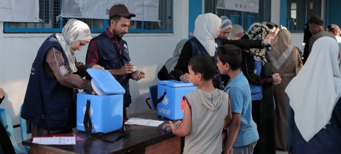 Campanha de vacinação em Gaza em setembro de 2024 Campanha de vacinação em Gaza em setembro de 2024